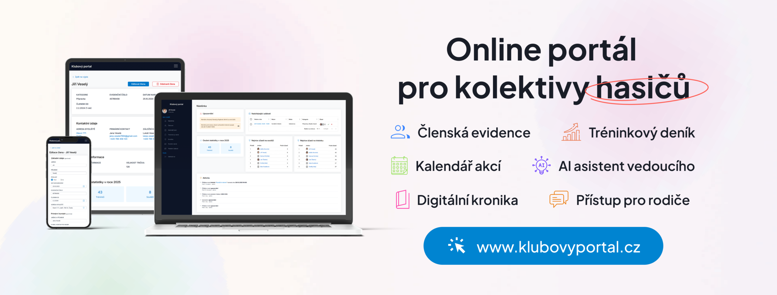 Klubový portál - online aplikace pro kolektivy mladých hasičů