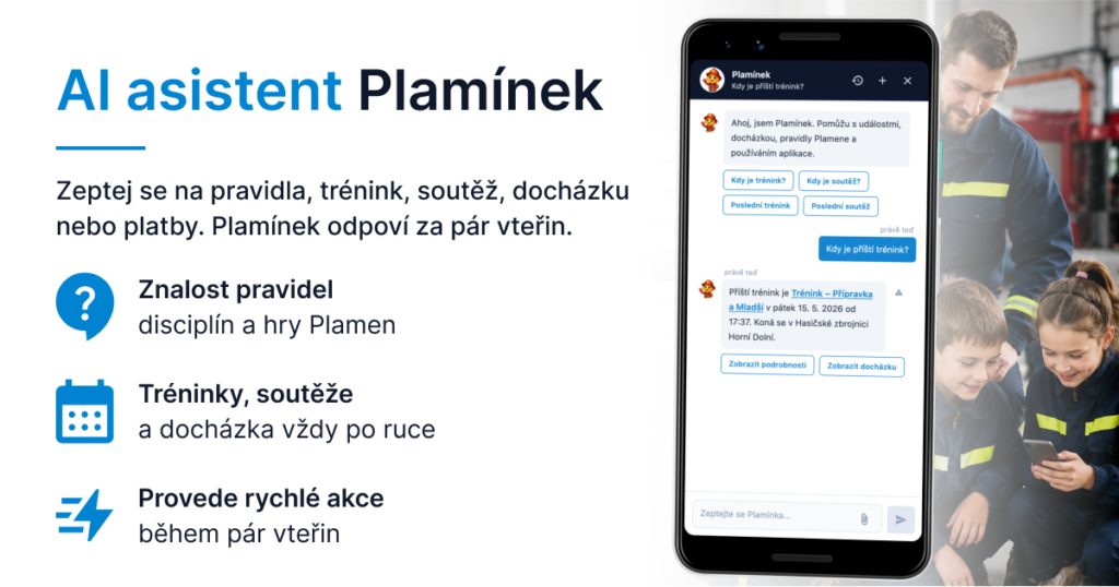 Představujeme Plamínka: chytrého pomocníka pro události, docházku, platby i pravidla Plamene